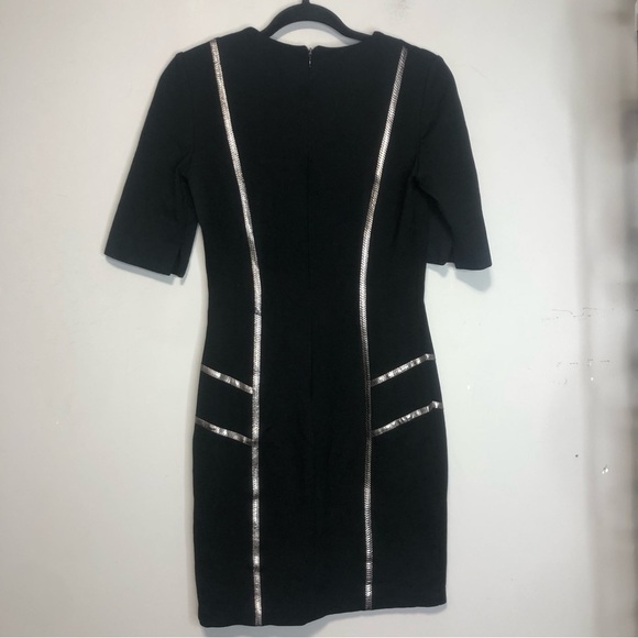 Tenax Italian Made Sheath Dress with Leather Trim, size 6 - Picture 5 of 13